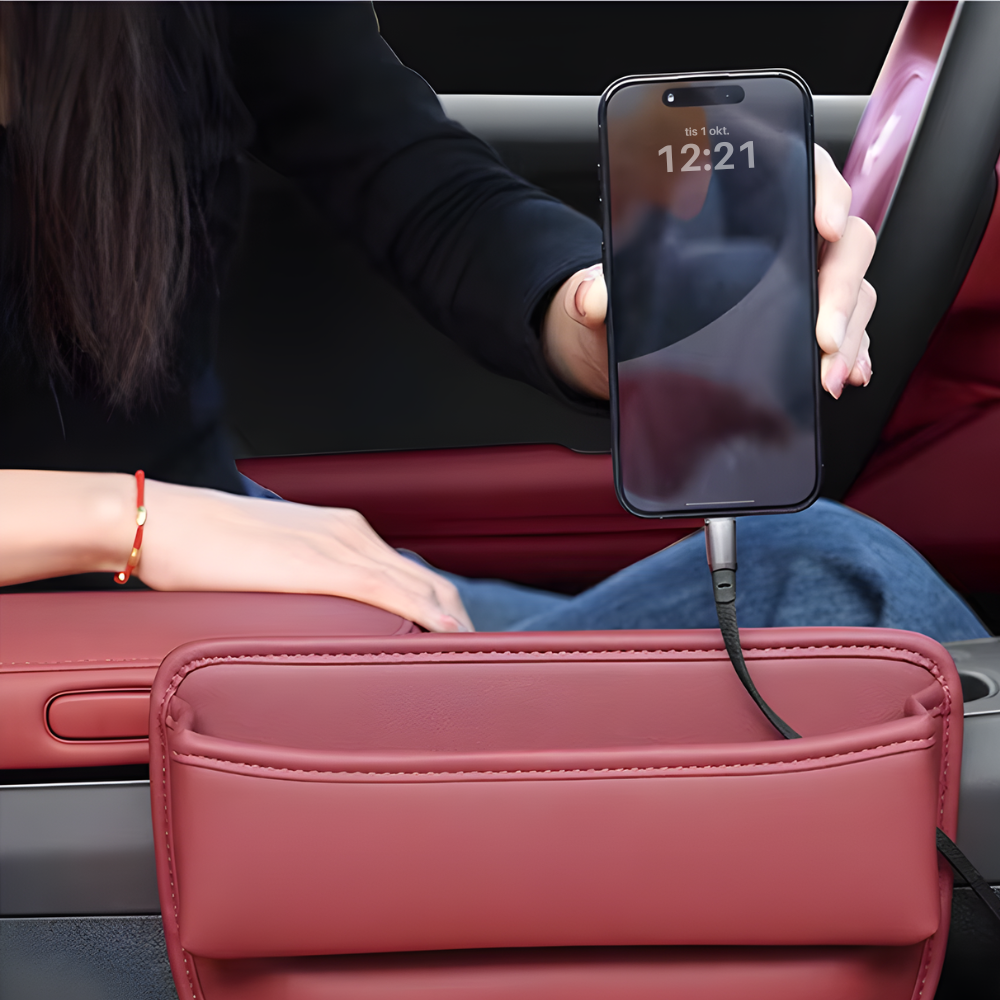 Förvaringsfack mellan bilsäte och mittkonsol – PU-läder, universell passform